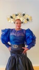 Mettalic blue blous - Image 2